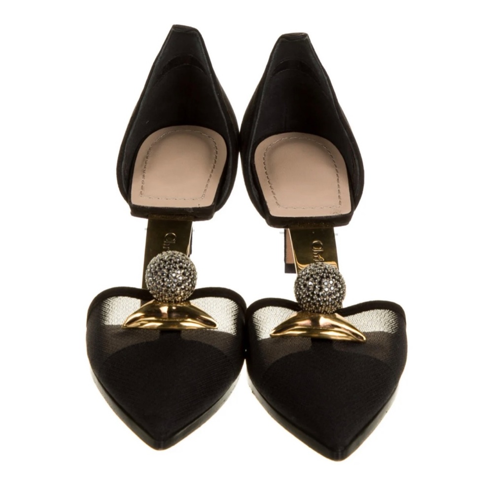 CHRISTIAN DIOR Leather Crystal Embellishments D'Orsay Pumps - Picture 2 of 5